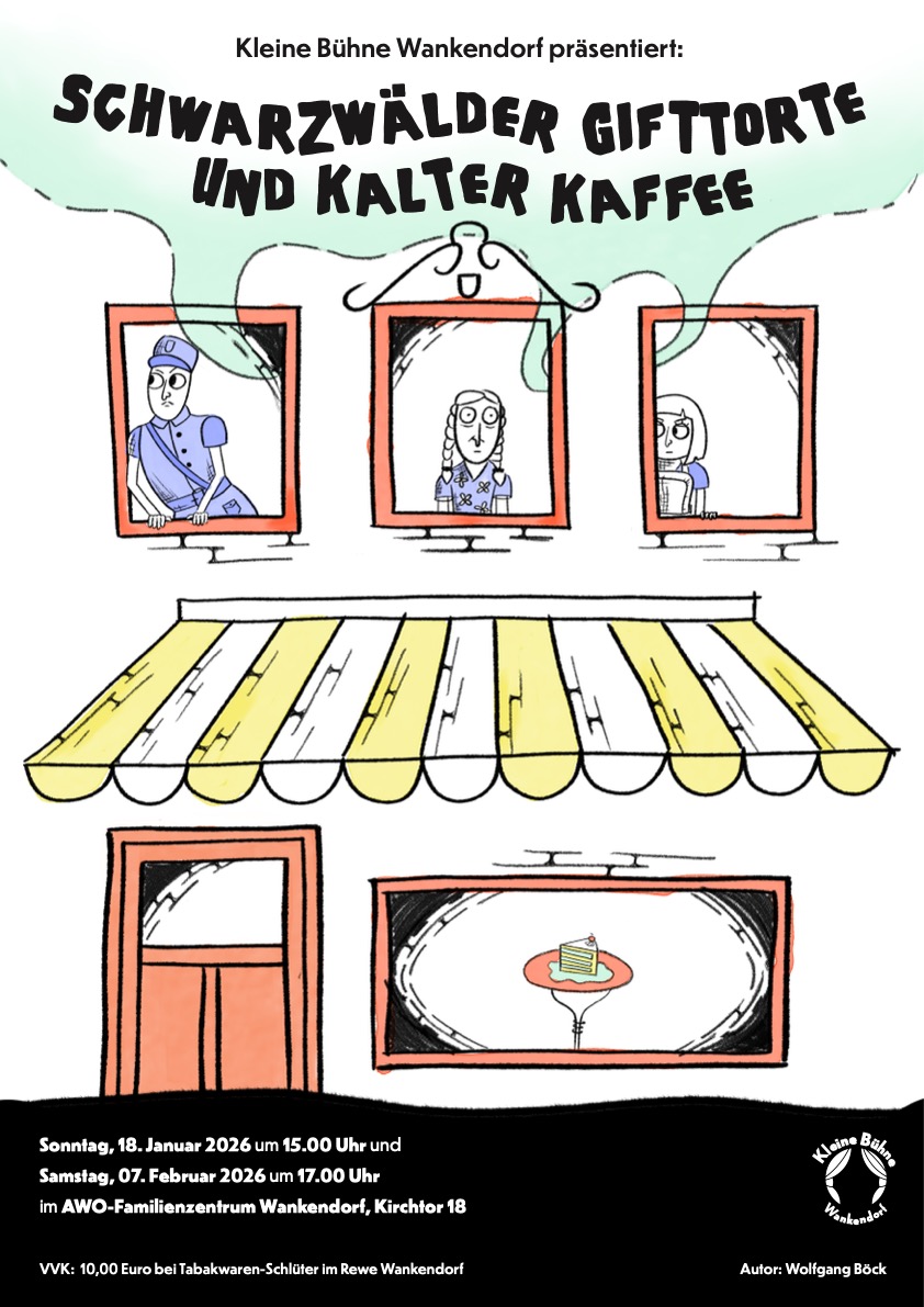 Plakat: Schwarzwälder Kirschtorte und kalter Kaffee